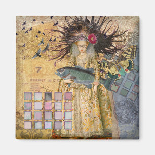 Aimant Femme Poisson Vintage Gothique Classique 
