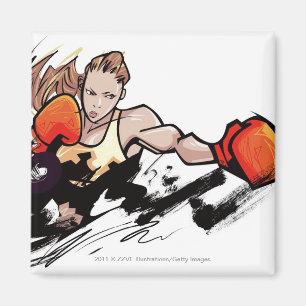 Aimant Femme portant un gant de boxe