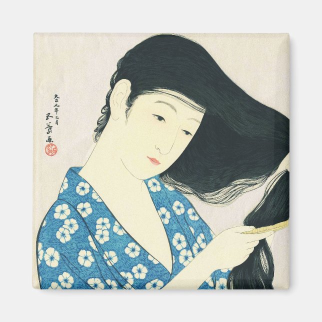 Aimant Femme se coiffant Hashiguchi Goyo (Devant)