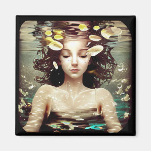 Aimant Femme Tranquille Sous L'Eau,   AI Artwork
