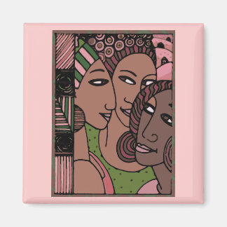 Aimant Femmes afro-américaines roses et vertes