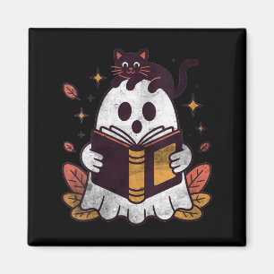 Aimant Femmes automne livre fantôme lecture Halloween