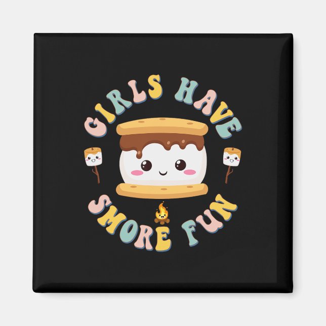 Aimant Femmes Camping Kawaii Smores Filles Ont S'more Enf (Devant)