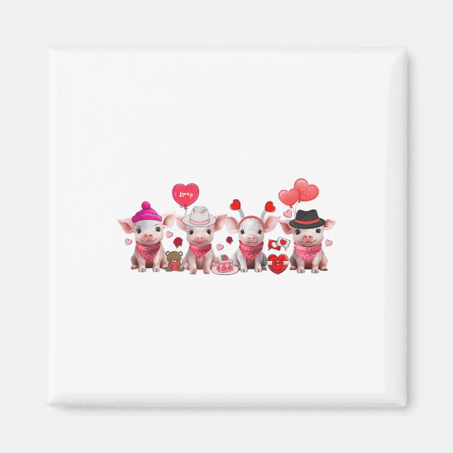 Aimant Femmes Cochons de Saint Valentin Fête de la Ferme  (Devant)