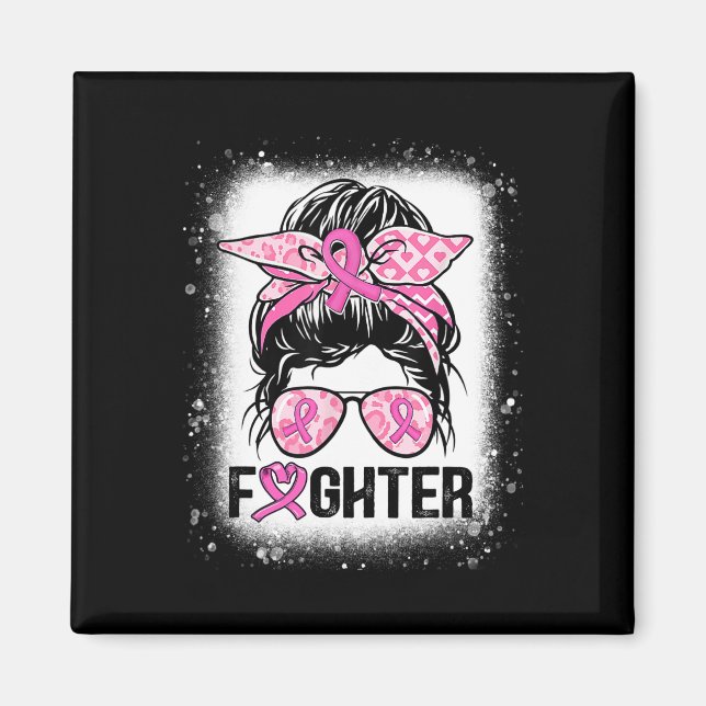 Aimant Femmes Combattez Messy Bun Breast Sensibilisation  (Devant)