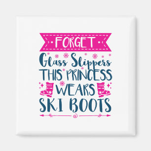 Aimant Femmes de ski mignonnes slogan de filles