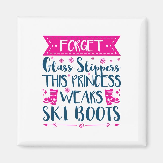 Aimant Femmes de ski mignonnes slogan de filles  (Devant)