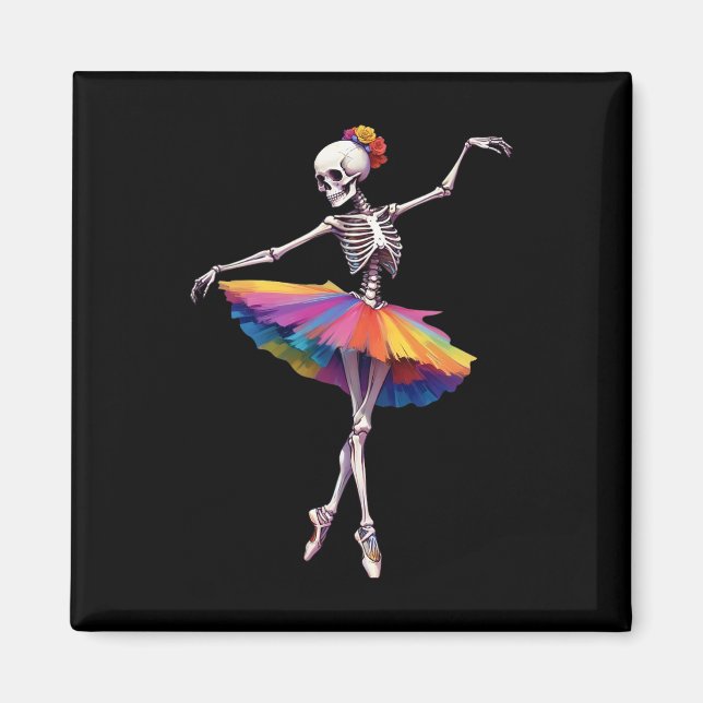 Aimant Femmes Halloween Danser Skeleton arc-en-ciel Balle (Devant)