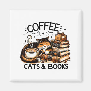 Aimant Femmes Hommes Enfants Amoureux de Livres de Chats 