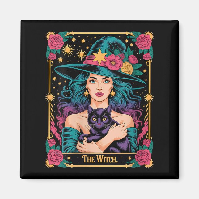 Aimant Femmes La Carte De Sorcière Halloween Gothique Sor (Devant)