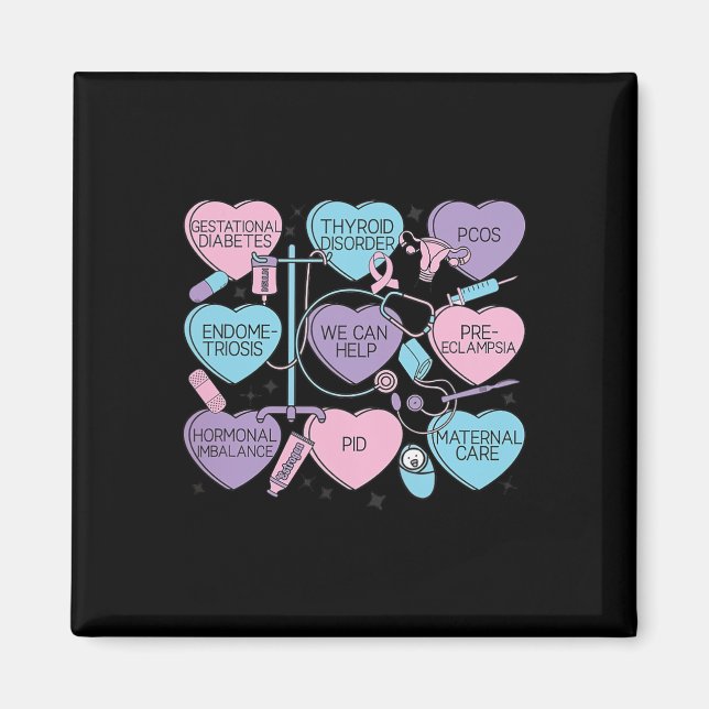 Aimant Femmes obstétrique Saint-Valentin infirmière Ob Gy (Devant)