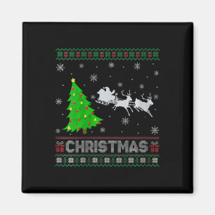 Aimant Femmes Père Noël Sleigh Xmas Arbre Éclairage Laide