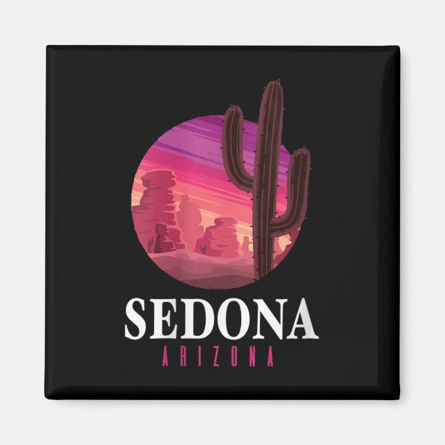 Aimant Femmes Sedona Arizona Cactus Coucher de soleil Dés (Devant)