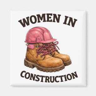Aimant Femmes sur des bottes de travail de construction e