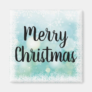 Aimant Fenêtre Frostée Carré Joyeux cadeau de Noël
