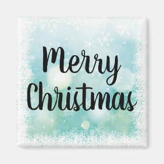 Aimant Fenêtre Frostée Carré Joyeux cadeau de Noël