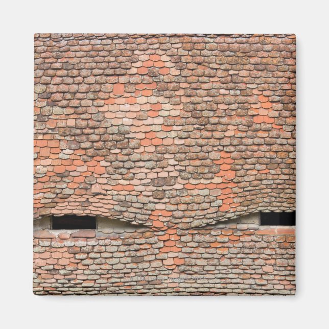 Aimant Fenêtres dorées à l'oeil dans un toit carrelé (Devant)