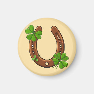 Aimant Fer à Cheval Chanceux Avec Trèfles Verts