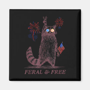Aimant Feral & ; Free Funky Patriotic Racoon Feral Et