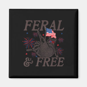 Aimant Féral & Libre Drôle de Raton Laveur Patriotiqu