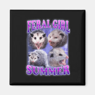 Aimant Feral Girl Summer Opossum Funny meme