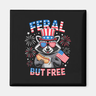 Aimant Feral Mais Free Raccoon 4 juillet Funny Patriotiqu