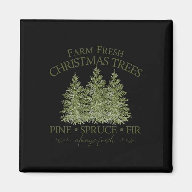 Aimant Ferme Arbres de Noël frais Pine Épinette Fir Toujo (Devant)