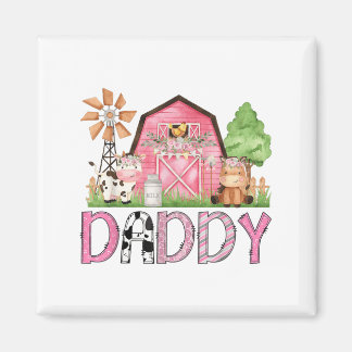 Aimant Ferme d'animaux rose pour papa Anniversaire Enfant