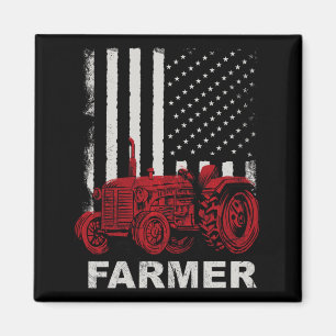 Aimant Ferme de tracteurs à drapeau américain Vintage pat