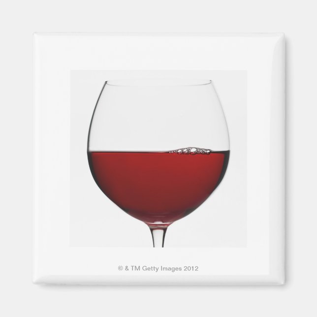 Aimant Fermer le verre de vin rouge sur blanc (Devant)