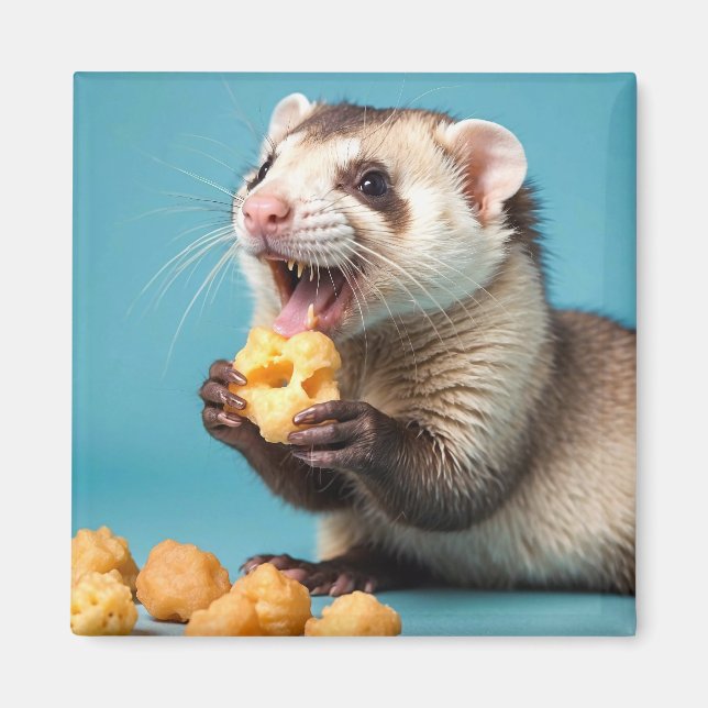Aimant Ferret Cute Manger Fromage Poufs (Devant)