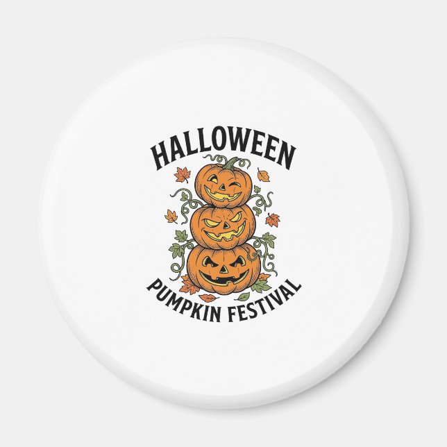 Aimant Festival de citrouilles d'Halloween Jack O Lantern (Devant)