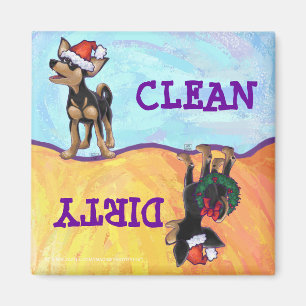 Aimant Festive de nuit étoilée Chihuhua à Santa Hat