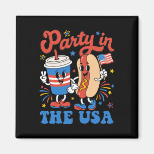 Aimant Fête Aux États-Unis Soda Mignon Et Hotdog Patrioti