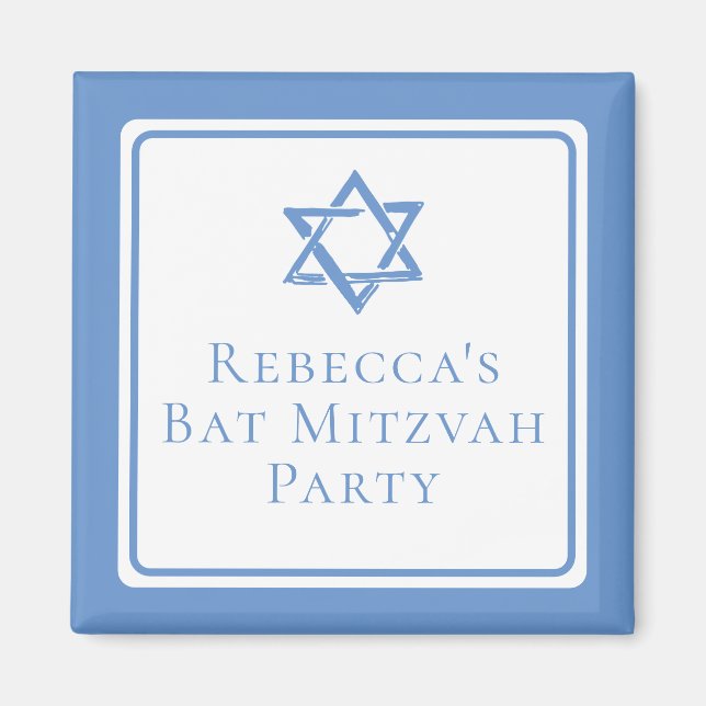 Aimant Fête bat mitzvah lumière étoile bleue de David (Devant)