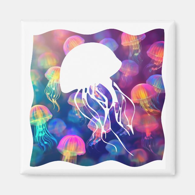 Aimant Fête comme une méduse Silhouette personnalisable (Devant)
