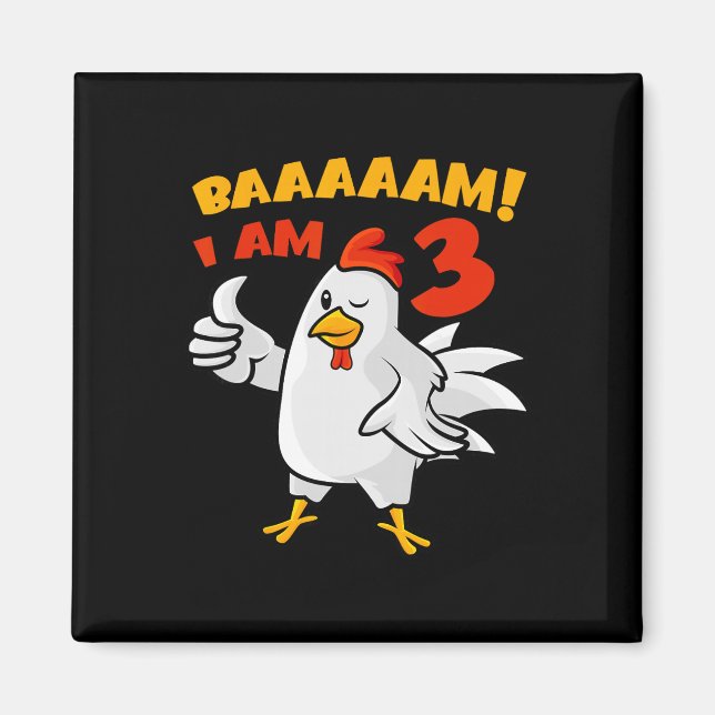 Aimant Fête d'anniversaire 3 ans de poulet Ferme Poulet d (Devant)