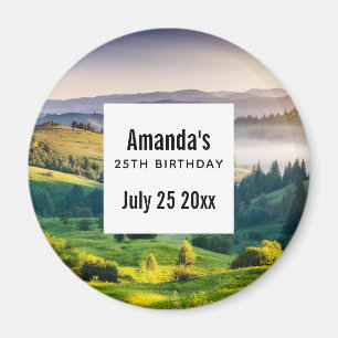 Aimant Fête d'anniversaire avec vue panoramique sur les c