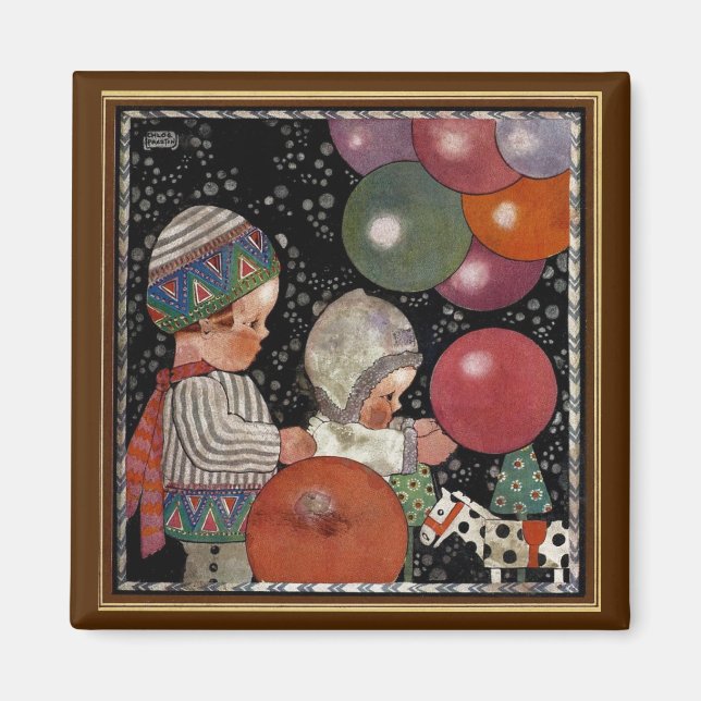 Aimant Fête d'anniversaire, ballons et jouets pour enfant (Devant)