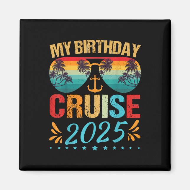 Aimant Fête d'anniversaire croisière festive 2025 Hommes, (Devant)