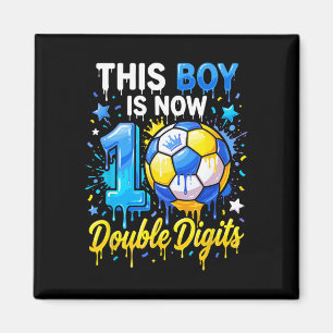 Aimant Fête d'anniversaire de 10 ans de football Ce garço