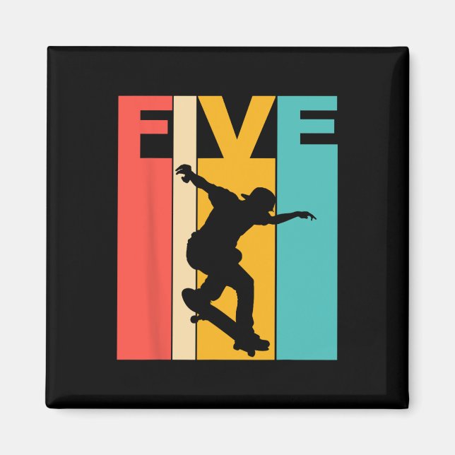 Aimant Fête d'anniversaire de 5 ans de skateboard Skateus (Devant)