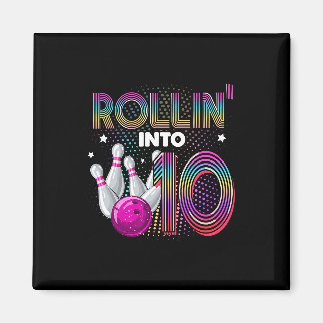 Aimant Fête d'anniversaire de bowling qui entre dans 10 1 (Devant)