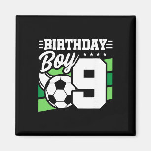 Aimant Fête d'anniversaire de football - Garçon de 9 ans