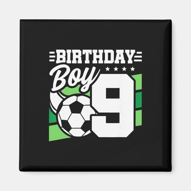 Aimant Fête d'anniversaire de football - Garçon de 9 ans  (Devant)