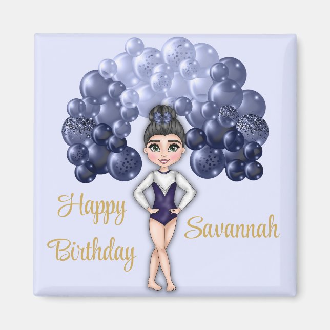 Aimant Fête d'anniversaire de gymnastique avec arche de b (Devant)