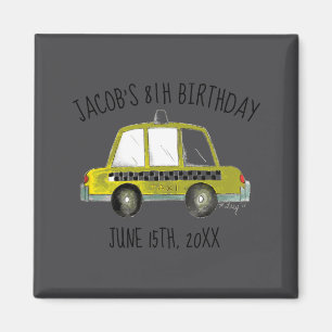 Aimant Fête d'anniversaire de taxi jaune Nyc New York Cit