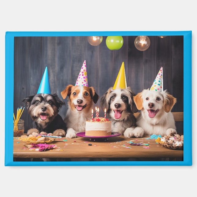 Aimant Fête d'anniversaire des chiens (Recto)