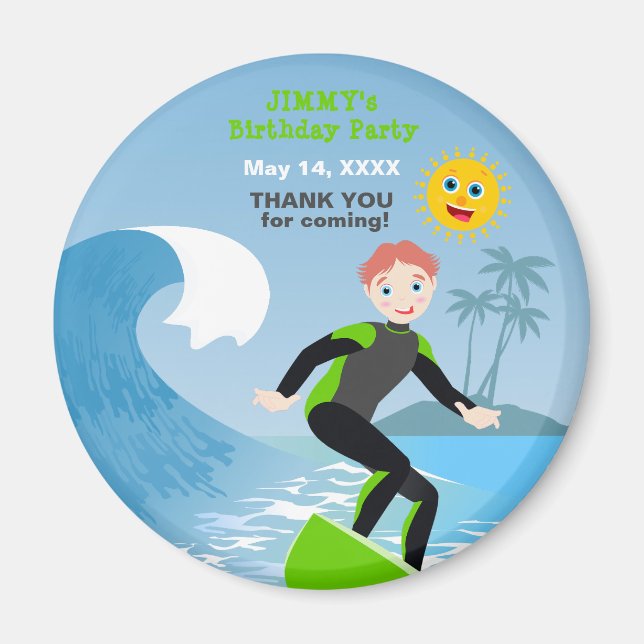 Aimant Fête d'anniversaire Surf's up boy (Devant)