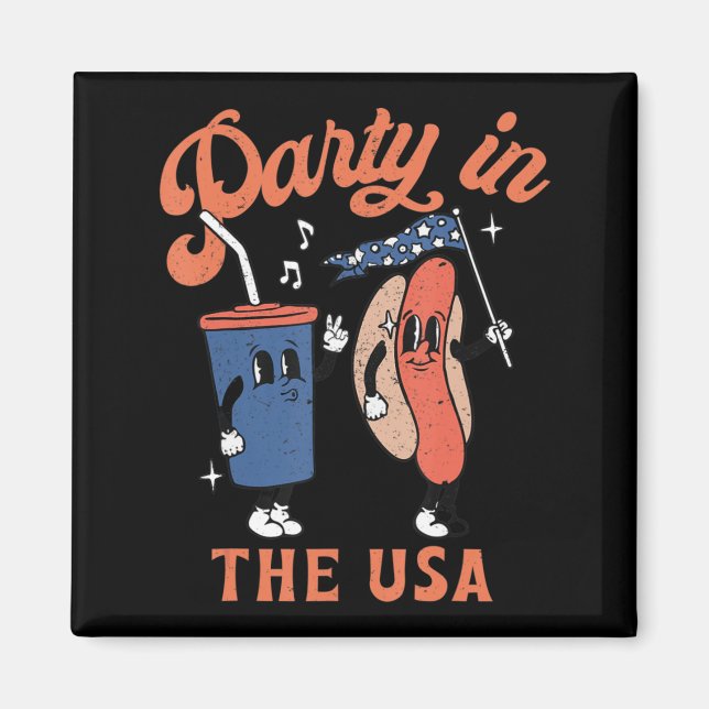 Aimant Fête Dans Les Etats-Unis Hot Dog Love USA Fun Quar (Devant)